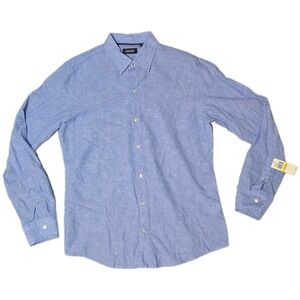 IZOD Mens Light Blue Button Down Long Sleeve Shirt Embroidered Logo Size M (AA)